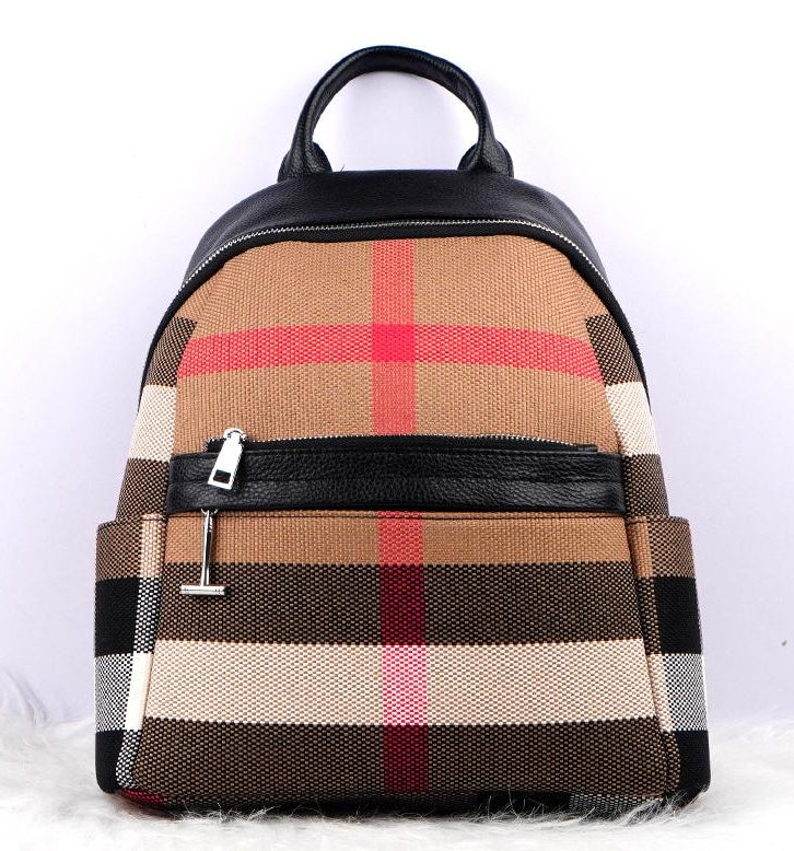 03-S H B*berry Cowhide Canvas Backpack - Clearance