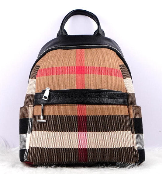 03-S H B*berry Cowhide Canvas Backpack - Clearance