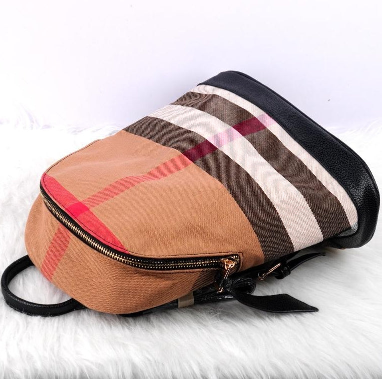 03-S I B*berry Cowhide Canvas Backpack - Clearance